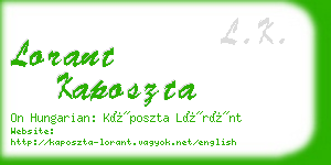 lorant kaposzta business card